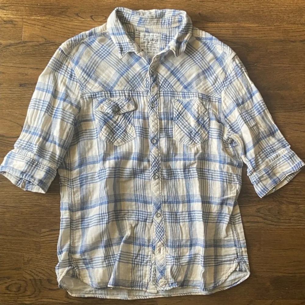 AllSaints Men's Luxembourg Half Sleeve Button Down Shirt Size Large